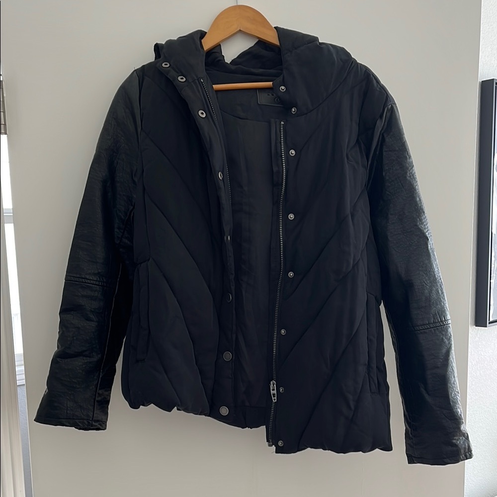 Blank NYC Black Hooded Quilted Jacket